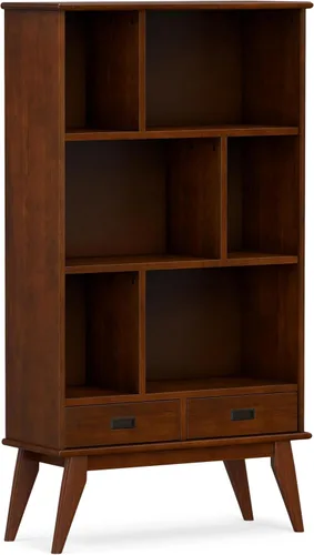 Vista 8 de SIMPLIHOME Draper - Estantería de madera maciza de 64 pulgadas de alto Rubio