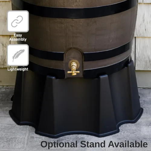 Vista 6 de RTS Home Accents Barril de lluvia de 50 galones con kit de enlace, barril de recolección de agua de lluvia con parte trasera plana, kit de enlace