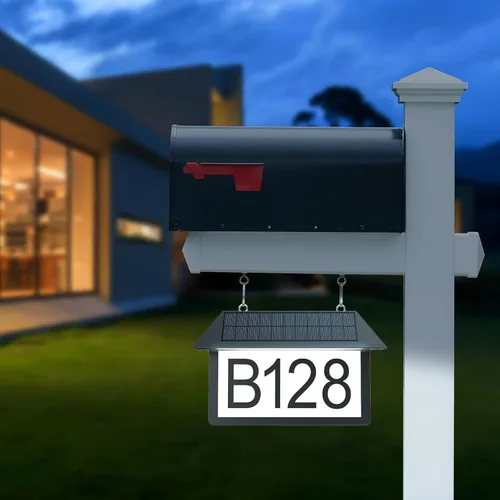 Vista 6 de deerdance Letrero de dirección solar, letrero de números de casa para exteriores 3 temperaturas de color, números de dirección de alto brillo, 300