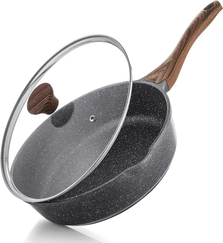 Vista 10 de SENSARTE Sartén antiadherente de cerámica para saltear de 10 pulgadas/3.5QT, sartén antiadherente para freír profundamente con tapa, olla jumbo