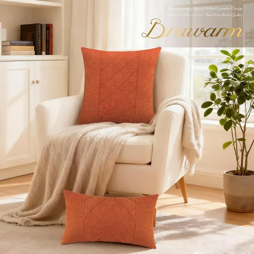 Vista 305 de BRAWARM Fundas de almohada 40x40 cm - Paquete de 2 fundas de almohada de chenilla negra, fundas de almohada de chenilla suave teñida sólida