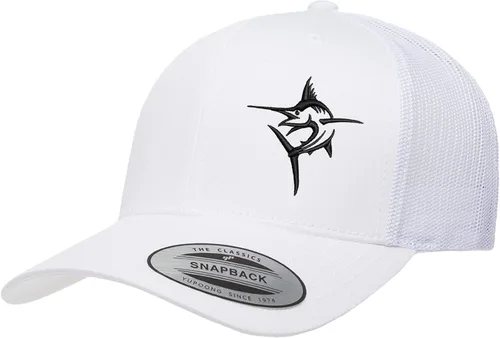 Vista 42 de Embroidered Swordfish Trucker Hat for Men & Women – Adjustable Mesh Back Snapback Baseball Cap for Fishing Negro-swwt