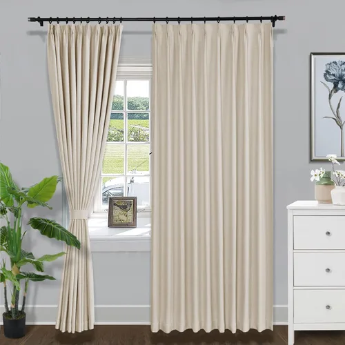 Vista 12 de Fcosie Cortinas opacas de lino de 63 pulgadas de largo, cortinas plisadas para barra transversal, cortinas con aislamiento térmico para comedor