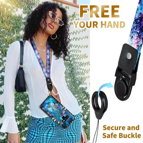 Vista 4 de Loheckle Funda para Samsung Galaxy Note 9 para mujer, diseño con soporte de anillo y cordón, elegante funda de lujo con mandala para Samsung Note 9