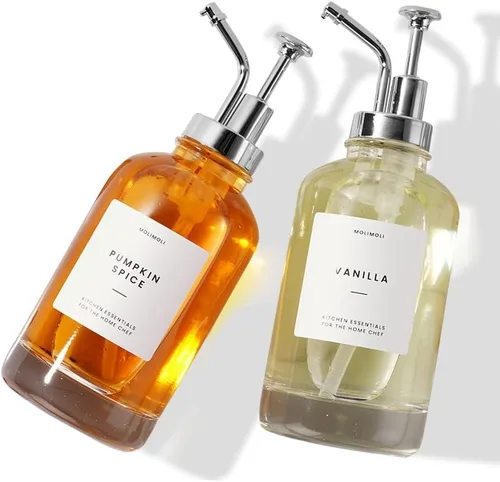 Vista 11 de Dispensador de jarabe de café MoliMoli - Botella de vidrio con bomba, 11.8 oz 350 ml, Juego de 2, Bomba negra mejorada