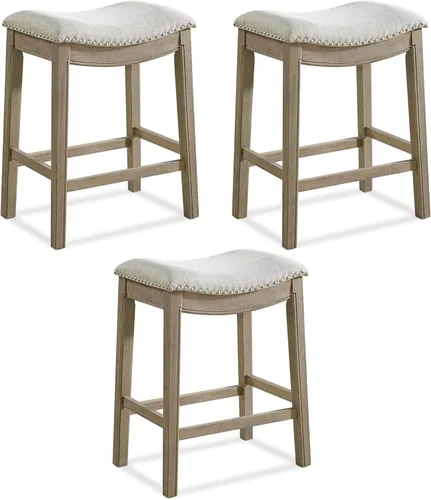Vista 20 de ROME + OAK Parker Taburete de Mostrador de 26 Pulgadas, Taburete de Cocina sin Respaldo Tipo Silla de Montar en Acabado de Roble Recuperado
