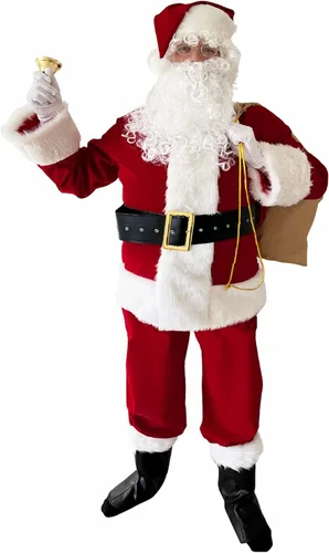 Vista 6 de adomi - traje de Santa 10 piezas Disfraz de tejido suave para adultos