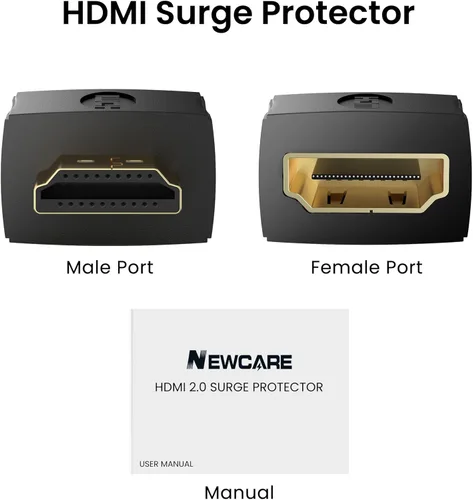 Vista 6 de NEWCARE Protector de sobretensiones HDMI, mini portátil HDMI 2.0 protector para ESD y protección contra sobretensiones, soporte HDCP 4K 60Hz