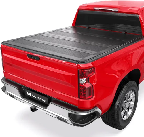 Vista 10 de MOSTPLUS - Cubierta rígida para caja de camioneta plegable en 4 partes, compatible con Chevy Chevrolet Silverado GMC Sierra 1500 2500 3500 HD, cama