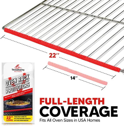 Vista 8 de Protector de Rejilla de Horno de Silicona, Extra Largo de 22" Rojo (Paquete de 2), Ajuste de Longitud Completa en Hornos de Tamaño Estándar