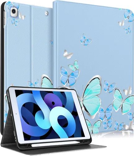 Uppuppy para iPad 9ª/8ª/7ª Generación Funda de 10.2 Pulgadas Linda para Mujeres Folio Inteligente con Soporte para Lápices Diseño Estético de