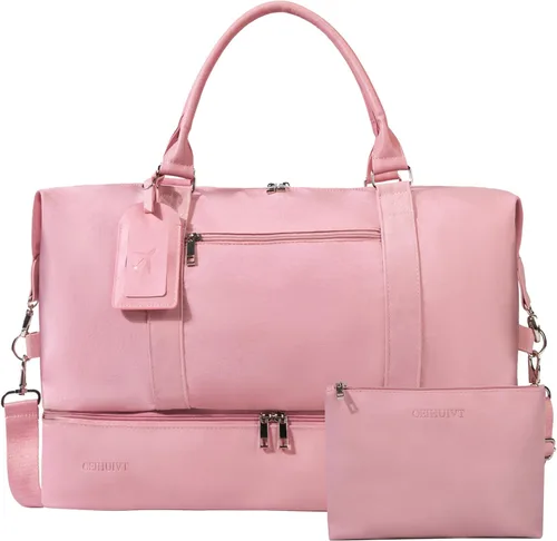 Bolsas de fin de semana para mujer con compartimento para zapatos, bolsas de viaje de gran capacidad, perfectas para viajesregalo (juego de 2 piezas)