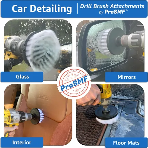 Vista 3 de ProSMF Juego de cepillos de taladro para detalles de coche, cepillo para taladro, accesorios de cepillo de taladro eléctrico - Llantas - Llantas