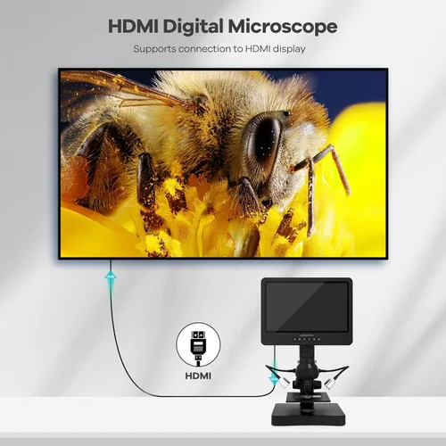 Vista 4 de Andonstar AD249S-P Microscopio digital HDMI de 10.1 pulgadas, grabación de video UHD de 4000 x 3 lentes 2160P, kit de microscopio biológico