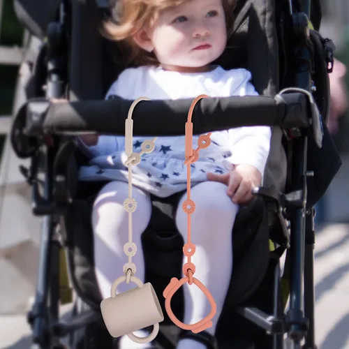 Vista 4 de Correas de juguete para bebé, clips de silicona para chupete, correas ajustables de silicona para cochecitos, silla alta, cunas, cestas colgantes