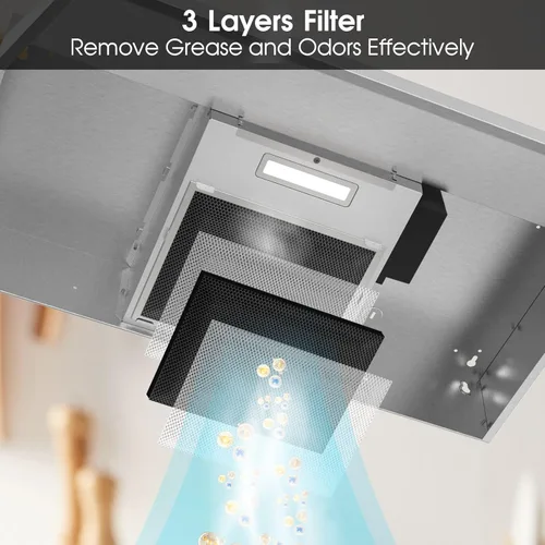 Vista 3 de Filtro de grasa para campana extractora ZMS-3976-F, malla de aluminio y filtro compuesto de algodón de carbón activado, compatible con campana