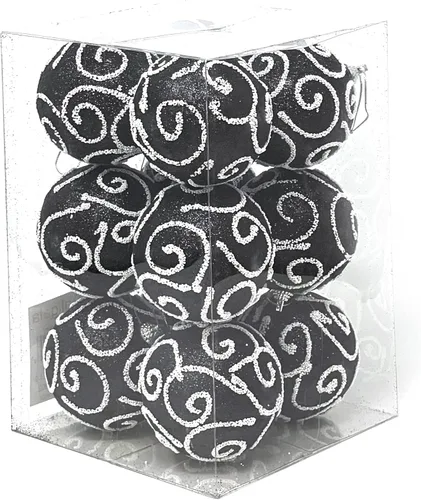 allgala Paquete de 12 bolas de adorno para árbol de Navidad de 3 pulgadas, bolas de espuma decoradas con purpurina, bolas de Navidad grandes, color