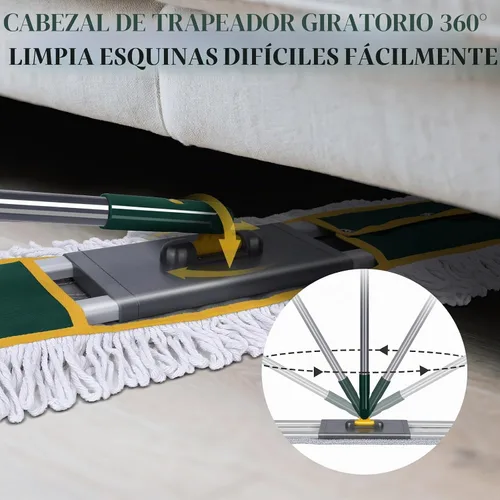 Vista 5 de Masthome Trapeador plano grande de 16 pulgadas, 3 almohadillas de fregona de microfibra