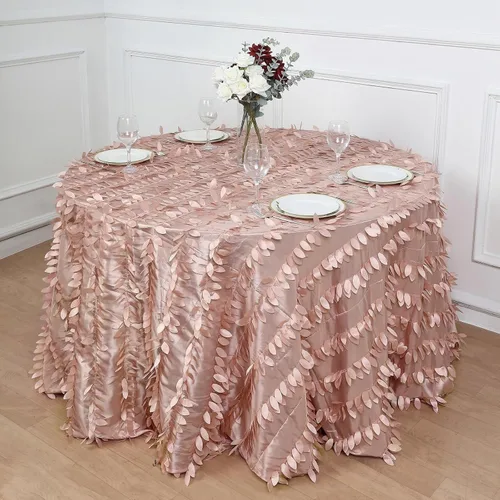 Vista 9 de TABLECLOTHSFACTORY - Mantel cuadrado de tela de tafetán de pétalos de hojas 3D de 54 pulgadas, color negro