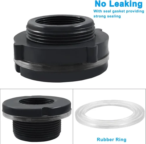 Vista 3 de 1 paquete de 1-1/2 pulgadas, conector de PVC para mamparo, adaptador de conector de tanque de mamparo para barriles de lluvia, tanque de agua