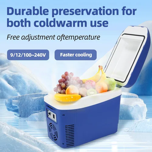 Vista 2 de Iceblue - Mini nevera de 7 litros / 9 latas, refrigerador para productos de cuidado de la piel con cinturón, enchufe AC y cargador de coche de 12V