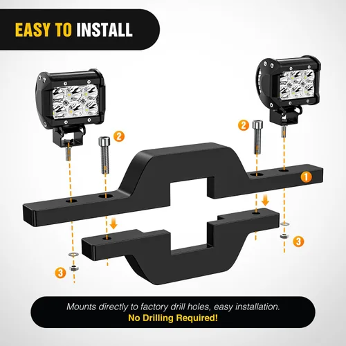 Vista 4 de Nilight Soporte de montaje receptor de enganche de remolque de 1-1/4 pulgadas para camión, remolque, RV, SUV, ajuste de luces LED duales, luz