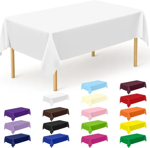 Vista 37 de QZYL 4 manteles de picnic con fundas de banco, manteles de plástico negro, 54 x 108 pulgadas, fundas rectangulares desechables impermeables