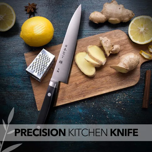 Vista 5 de Kagayaki CarboNext - Cuchillo de chef japonés, KC-1ES profesional, cuchillo de cocina profesional de acero de alto carbono con mango ergonómico
