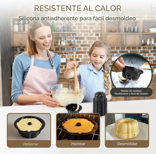 Vista 4 de Moldes para flan mini de plástico horneables O’Creme - Bandeja de hornear con silicona antiadherente - Moldes para flan mini antiadherentes