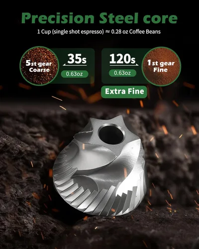 Vista 2 de Molinillo de café manual de acero inoxidable para prensa francesa de goteo, 5 ajustes ajustables, molinillo de café de mano, para uso doméstico