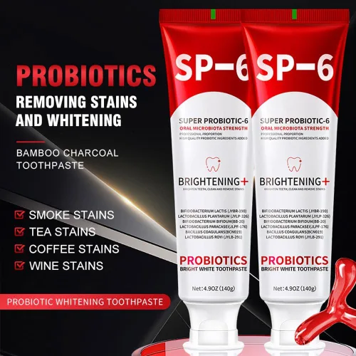 Vista 3 de SP-6 Pasta dental blanqueadora probiótica – Fórmula avanzada con 6 probióticos para blanquear los dientes y la salud de las encías, sin flúor