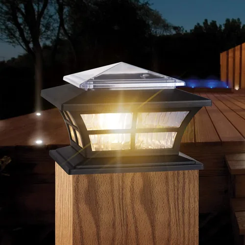Vista 2 de KS4103QTX2 - Luces solares para tapa de poste de 4 x 4 pulgadas para postes de madera, paquete de 2