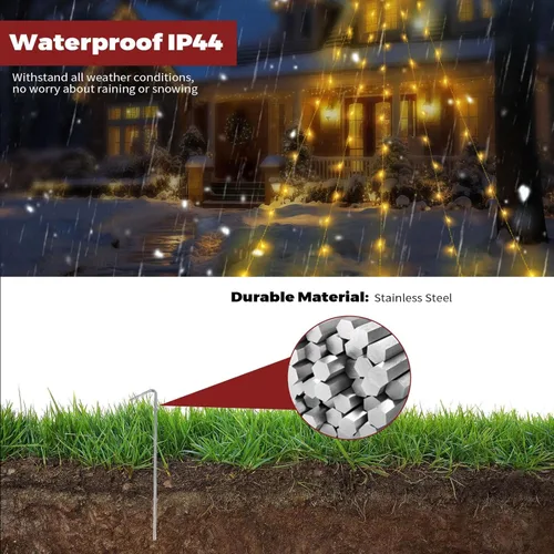 Vista 2 de Tira de luces solares de gran tamaño de 16.5 pies para exteriores, 8 modos de iluminación, luces solares para árbol de Navidad, luces solares