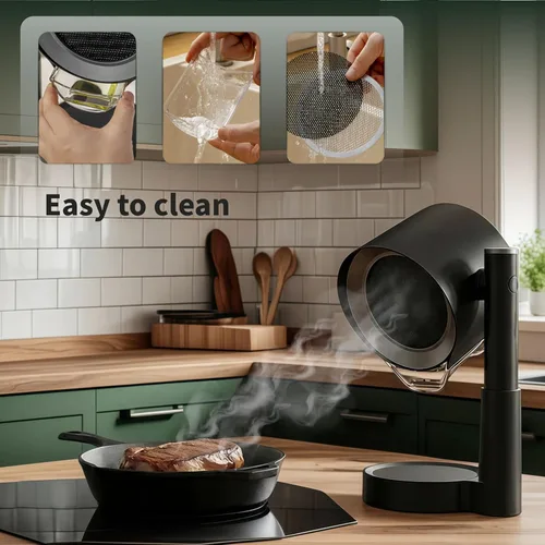 Vista 4 de Campana extractora portátil – Extractor de ventilador de cocina de escritorio, mini campana de humo sin conductos para cocinar en interiores