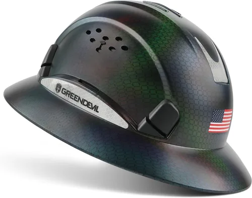 Vista 9 de GREEN DEVIL Casco de seguridad de construcción ventilado de ala completa, casco de seguridad aprobado por la OSHA Cascos De Construccion ABS