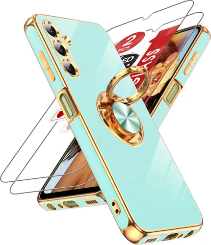 Vista 56 de LeYi para Funda de Teléfono Samsung Galaxy A13-5G: Protector de Pantalla de Vidrio Templado, Soporte Magnético Giratório de Anillo 360°, Borde Negro