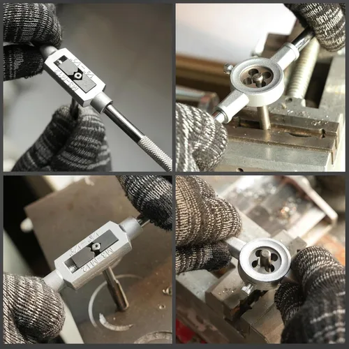 Vista 6 de BeHappy Juego de machos y terrajas de 40 piezas, tamaño métrico estándar M3 a M12, juego de herramientas de roscado para cortar roscas externas e