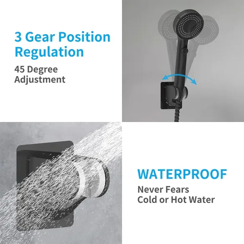 Vista 2 de KAIYING Soporte de cabezal de ducha de mano autoadhesivo, soporte de varilla de baño y autocaravana de ángulo ajustable, soporte universal de ducha