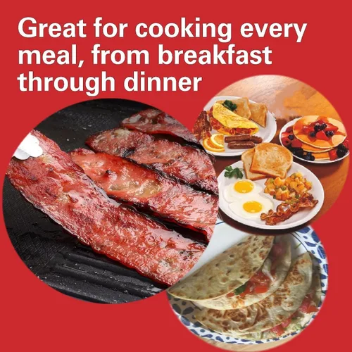 Vista 7 de Runruii Electric Griddles with kitchen tongs-Oversized Removable Cooking Plate 11X25.7 Inch Large Smokeless Indoor Grill Nonstick Plates 2 Cooking