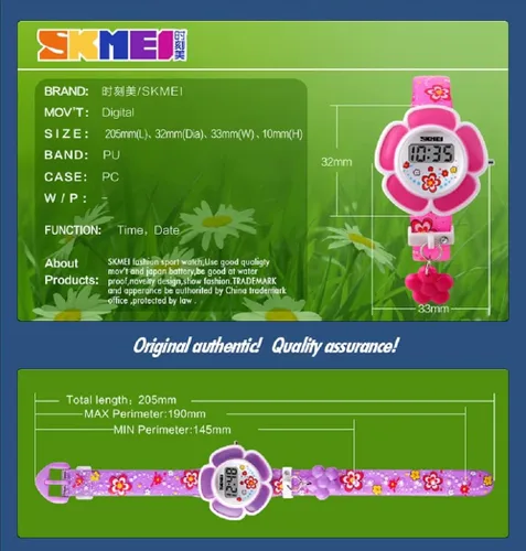 Vista 5 de Reloj para niños con forma de flor, reloj digital de dibujos animados novedoso 1144, Digital