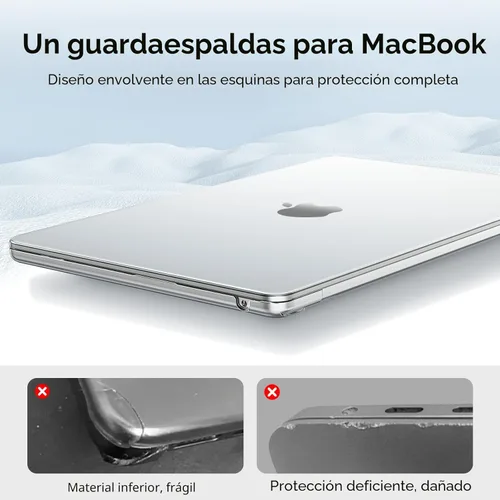 Vista 3 de EooCoo Funda compatible con MacBook Air de 13 pulgadas M5 2026-2022 M4 M3 M2 modelo A3449 A3240 A3113 A2681, Mac Air de 13.6 pulgadas, carcasa
