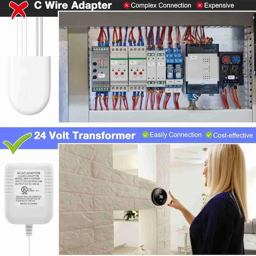 Vista 6 de Dreyoo Transformador de timbre de video, 24 voltios y 16.4 pies, adaptador de cable C con 50 clips de cable LPJ088 compatible con timbre
