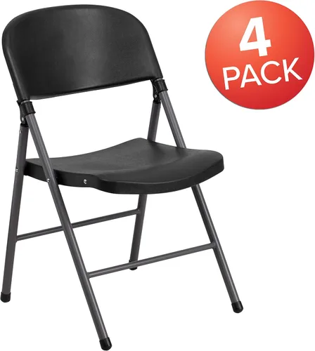 Vista 3 de Flash Furniture HERCULES Series - Silla plegable de plástico negro con marco de carbón y capacidad de 330 libras
