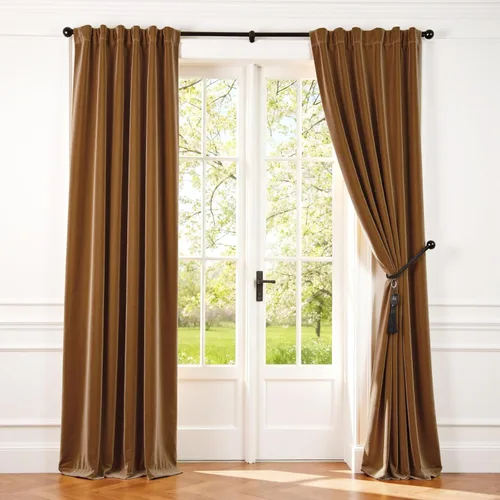 Vista 48 de Lazzzy - 2 paneles de cortinas opacas de terciopelo, con aislamiento térmico, muy suaves, lujosas, con bolsillo para cortinero, para dormitorio
