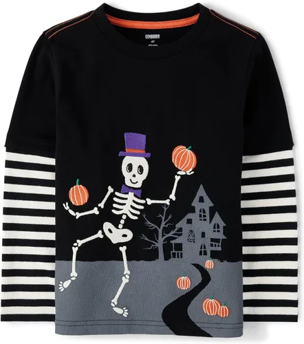 Vista 12 de Gymboree - Camisetas de manga larga con gráficos bordados en capas para niños y niños pequeños Oso de nieve azul