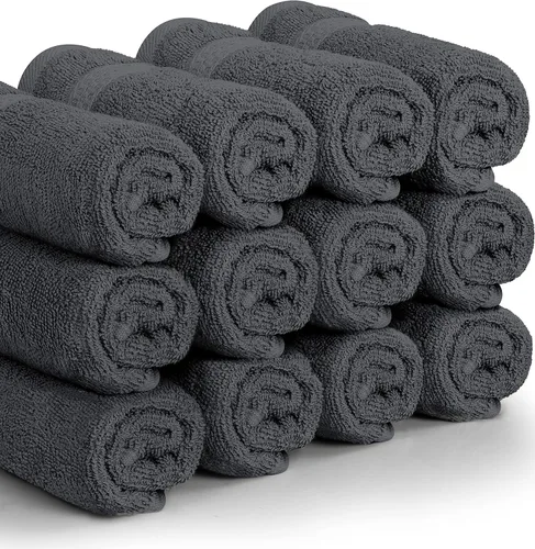 Vista 6 de Paños Utopia Luxury de 100% algodón ringspun y de cuidado fácil para máxima suavidad y absorción. Paquete de 12 (13 in x 13 in)
