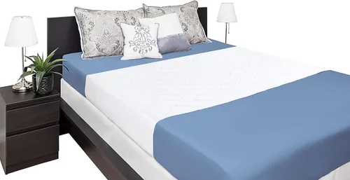 Almohadilla de cama para incontinencia suave y absorbente, lavable, gran cobertura impermeable con meter en los lados, protector de lino contra