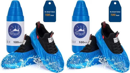 Vista 8 de Cubrezapatos desechables antideslizantes, fundas impermeables para botas con rollo compacto para fácil almacenamiento, paquete de 100 fundas