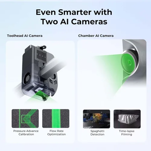 Vista 6 de Creality Impresora 3D K2 Plus, compatible con impresión multicolor CFS, impresión rápida máxima de 23.622 in/s, cámaras AI duales, nivelación