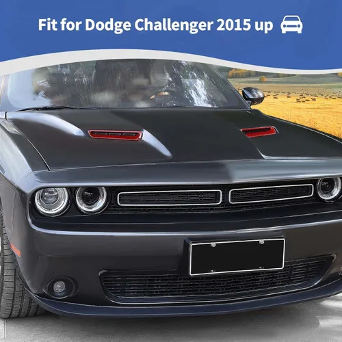 Vista 4 de RT-TCZ para Challenger Cubierta de Entradas de Aire del Capó Inserto de Recorte Rojo para Dodge Challenger 2015-2023 Accesorios Exteriores Rojos 2